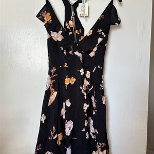 Floral Black Mini Dress